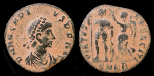 Arcadius, Virtus, Cyzicus Mint, Æ 3/4 Arcadius, Virtus, Cyzicus Mint, Æ 3/4